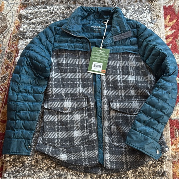 Toad&Co Breckinridge women’s jacket wool Hybrid puffy turquoise gray plaid NWT M - Picture 16 of 16